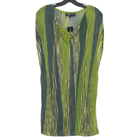 NWT Jones New York Tunic Top Linen Sheer Cowl Boho Earthy Minimalist Green XL - Picture 1 of 5